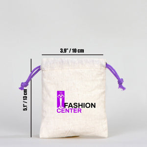 Fabric Pouch 4" W x 5" H (10 cm x 13 cm)  -  Purple Handle (Customize)