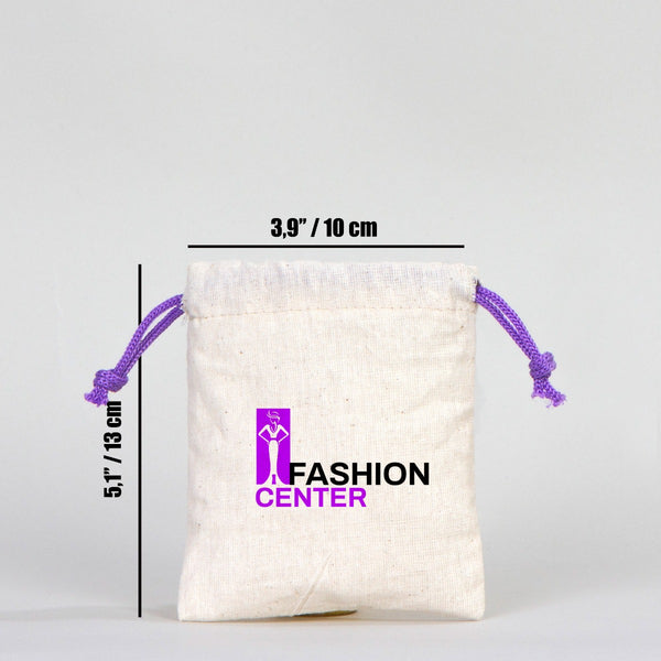 Fabric Pouch 4" W x 5" H (10 cm x 13 cm)  -  Purple Handle (Customize)