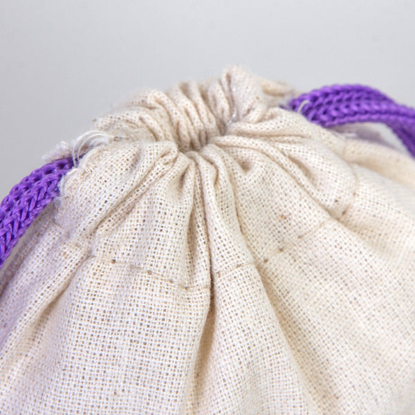 Fabric Pouch 4" W x 5" H (10 cm x 13 cm)  -  Purple Handle (Customize)
