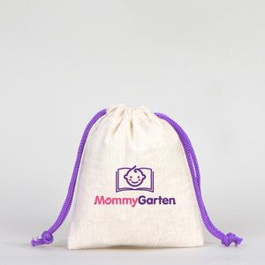 Fabric Pouch 4" W x 5" H (10 cm x 13 cm)  -  Purple Handle (Customize)