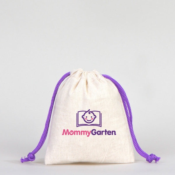Fabric Pouch 4" W x 5" H (10 cm x 13 cm)  -  Purple Handle (Customize)