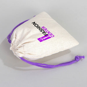 Fabric Pouch 4" W x 5" H (10 cm x 13 cm)  -  Purple Handle (Customize)