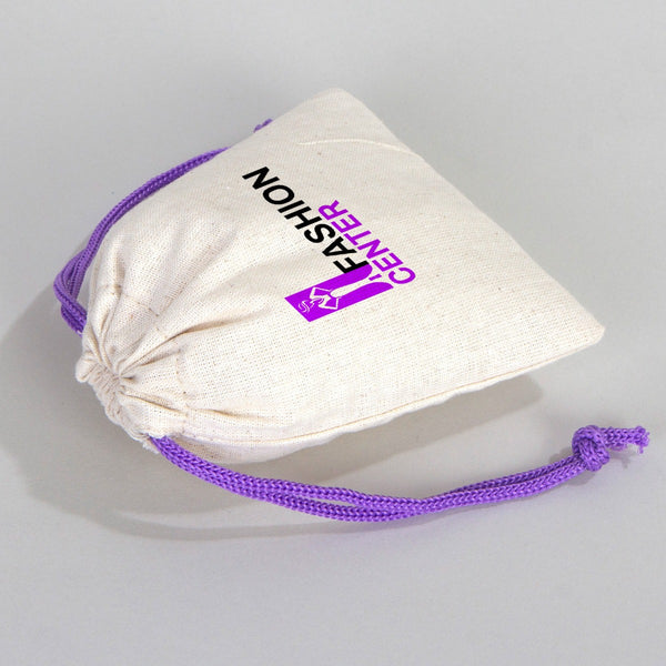Fabric Pouch 4" W x 5" H (10 cm x 13 cm)  -  Purple Handle (Customize)