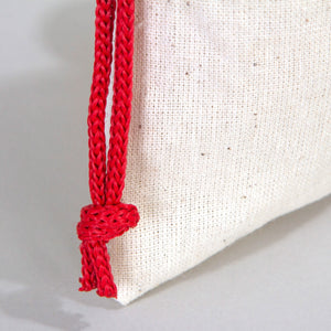 Fabric Pouch 4" W x 5" H (10 cm x 13 cm)  - Red Handle (Customize)