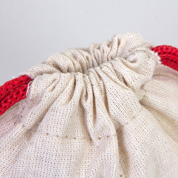 Fabric Pouch 4" W x 5" H (10 cm x 13 cm)  - Red Handle (Customize)