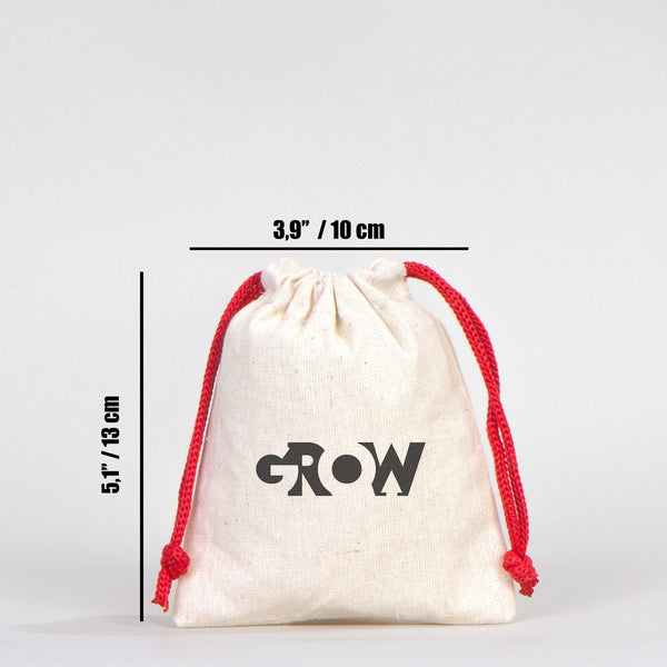 Fabric Pouch 4" W x 5" H (10 cm x 13 cm)  - Red Handle (Customize)