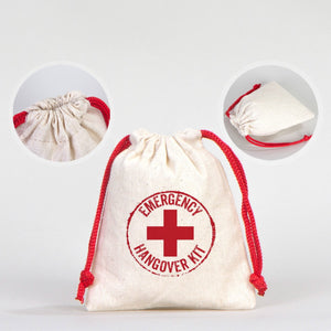 Fabric Pouch 4" W x 5" H (10 cm x 13 cm)  - Red Handle (Customize)