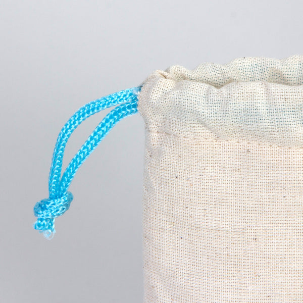 Fabric Pouch 4" W x 5" H (10 cm x 13 cm)  - Turquoise Handle (Customize)