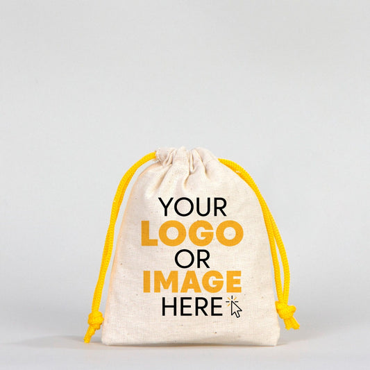 Fabric Pouch 4" W x 5" H (10 cm x 13 cm)  -  Yellow Handle (Customize)