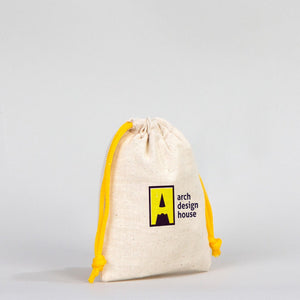 Fabric Pouch 4" W x 5" H (10 cm x 13 cm)  -  Yellow Handle (Customize)