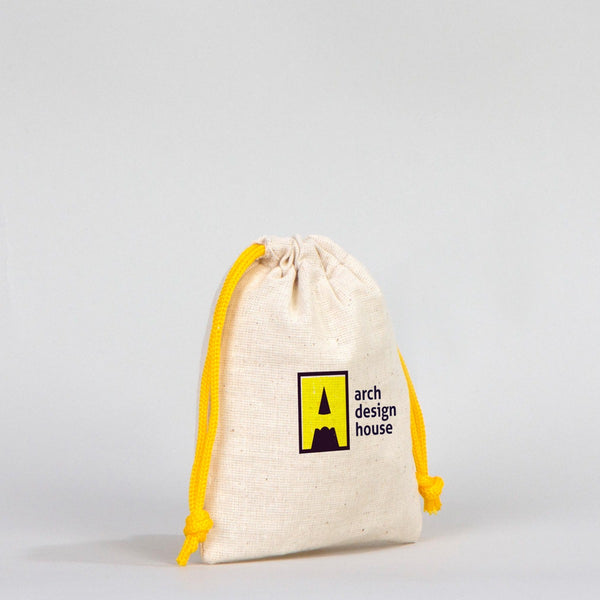 Fabric Pouch 4" W x 5" H (10 cm x 13 cm)  -  Yellow Handle (Customize)