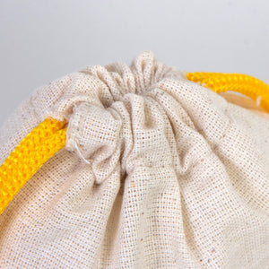 Fabric Pouch 4" W x 5" H (10 cm x 13 cm)  -  Yellow Handle (Customize)