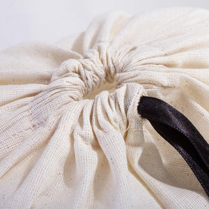 Fabric Pouch 12" x 16" – Natural Cotton Bag with Black Ribbon - Pamusan.com