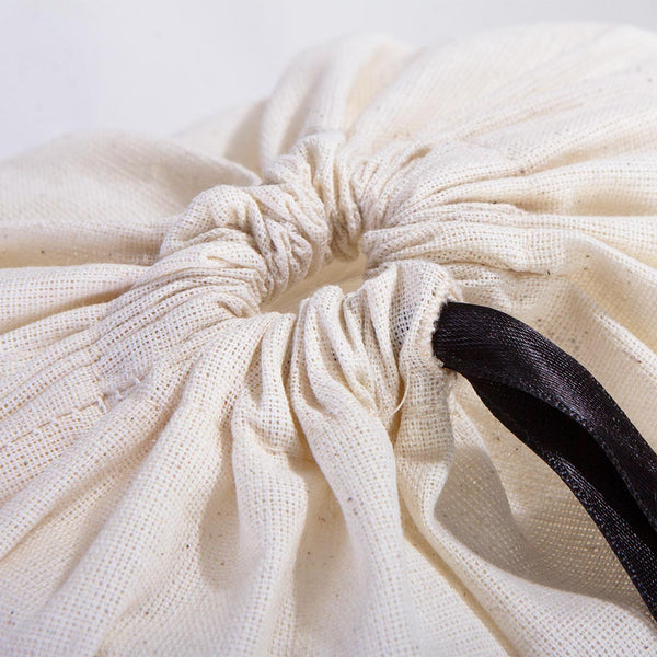 Fabric Pouch 12" x 16" – Natural Cotton Bag with Black Ribbon - Pamusan.com