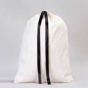 Fabric Pouch 12" x 16" – Natural Cotton Bag with Black Ribbon - Pamusan.com
