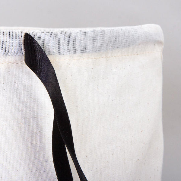 Fabric Pouch 12" x 16" – Natural Cotton Bag with Black Ribbon - Pamusan.com