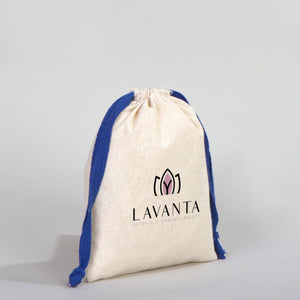 Fabric Pouch  6" W x 8" H (15.5 cm x 20 cm) - Dark Blue Handle (Customize)