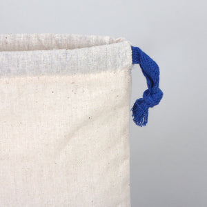 Fabric Pouch  6" W x 8" H (15.5 cm x 20 cm) - Dark Blue Handle (Customize)