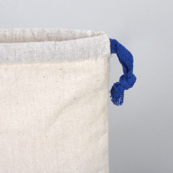 Fabric Pouch  6" W x 8" H (15.5 cm x 20 cm) - Dark Blue Handle (Customize)