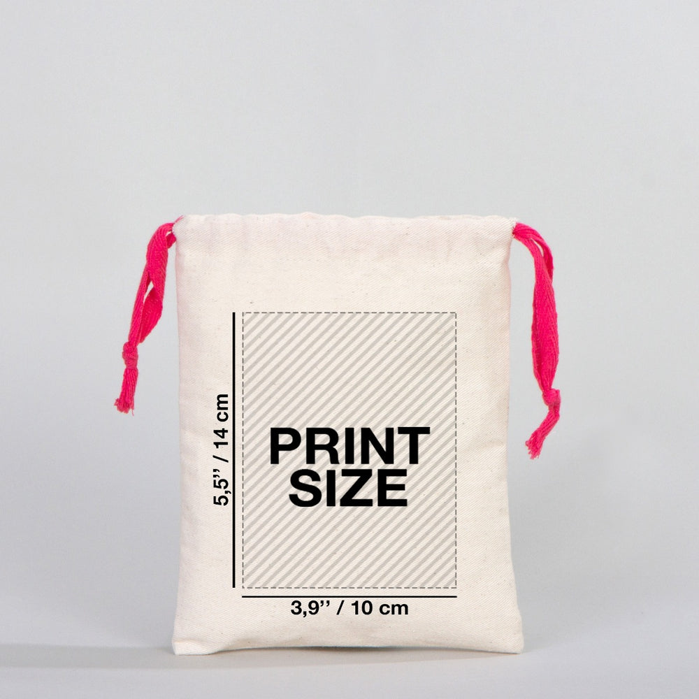 Fabric Pouch  6" W x 8" H (15.5 cm x 20 cm) - Fuchsia Handle (Customize)
