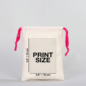 Fabric Pouch  6" W x 8" H (15.5 cm x 20 cm) - Fuchsia Handle (Customize)