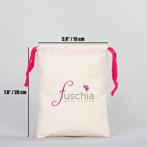 Fabric Pouch  6" W x 8" H (15.5 cm x 20 cm) - Fuchsia Handle (Customize)
