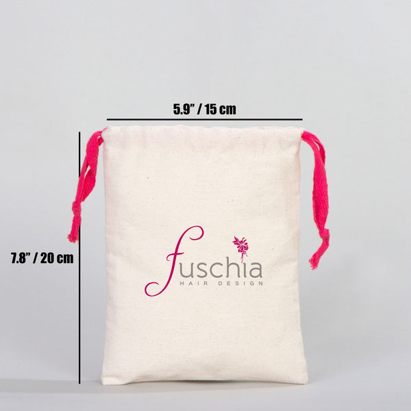 Fabric Pouch  6" W x 8" H (15.5 cm x 20 cm) - Fuchsia Handle (Customize)