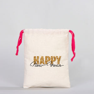 Fabric Pouch  6" W x 8" H (15.5 cm x 20 cm) - Fuchsia Handle (Customize)
