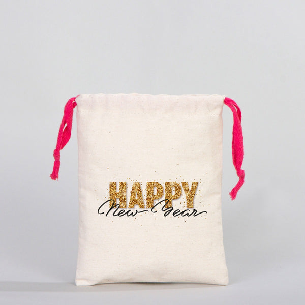 Fabric Pouch  6" W x 8" H (15.5 cm x 20 cm) - Fuchsia Handle (Customize)