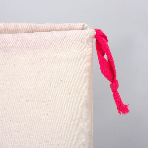 Fabric Pouch  6" W x 8" H (15.5 cm x 20 cm) - Fuchsia Handle (Customize)