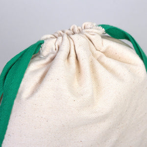 Fabric Pouch  6" W x 8" H (15.5 cm x 20 cm) - Green Handle (Customize)
