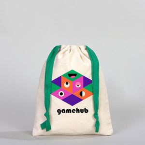 Fabric Pouch  6" W x 8" H (15.5 cm x 20 cm) - Green Handle (Customize)