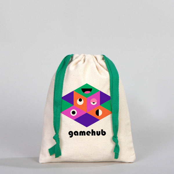 Fabric Pouch  6" W x 8" H (15.5 cm x 20 cm) - Green Handle (Customize)