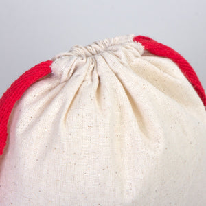 Fabric Pouch  6" W x 8" H (15.5 cm x 20 cm) - Red Handle (Customize)