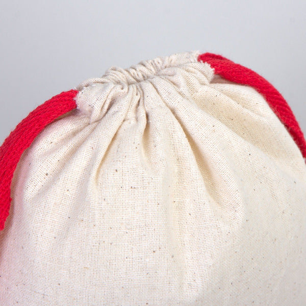 Fabric Pouch  6" W x 8" H (15.5 cm x 20 cm) - Red Handle (Customize)