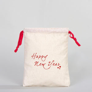 Fabric Pouch  6" W x 8" H (15.5 cm x 20 cm) - Red Handle (Customize)