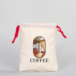 Fabric Pouch  6" W x 8" H (15.5 cm x 20 cm) - Red Handle (Customize)