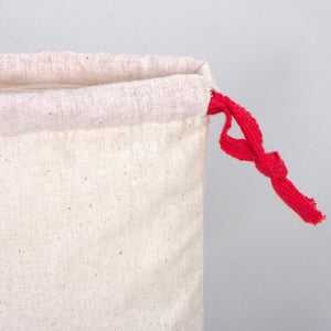 Fabric Pouch  6" W x 8" H (15.5 cm x 20 cm) - Red Handle (Customize)