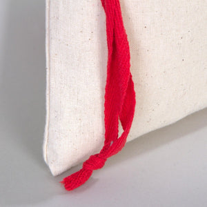 Fabric Pouch  6" W x 8" H (15.5 cm x 20 cm) - Red Handle (Customize)