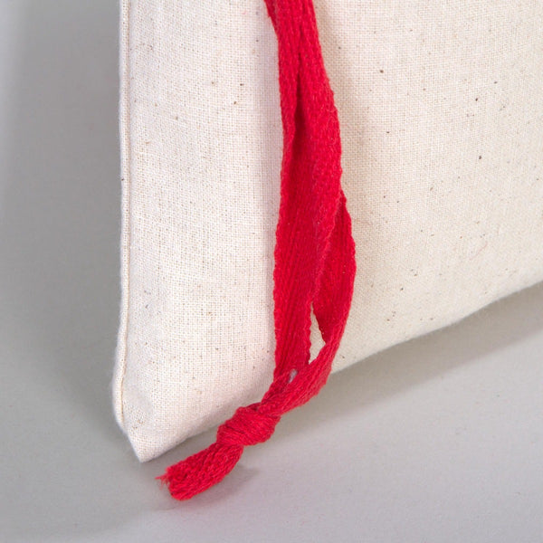 Fabric Pouch  6" W x 8" H (15.5 cm x 20 cm) - Red Handle (Customize)