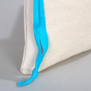 Fabric Pouch  6" W x 8" H (15.5 cm x 20 cm) - Turquoise Handle (Customize)