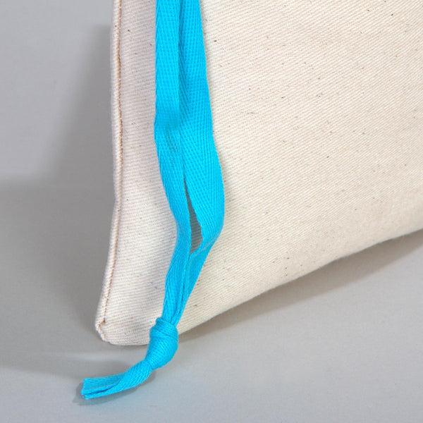 Fabric Pouch  6" W x 8" H (15.5 cm x 20 cm) - Turquoise Handle (Customize)