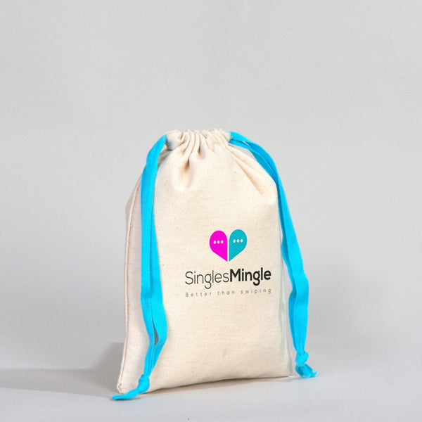 Fabric Pouch  6" W x 8" H (15.5 cm x 20 cm) - Turquoise Handle (Customize)
