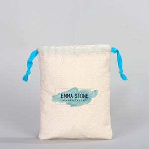 Fabric Pouch  6" W x 8" H (15.5 cm x 20 cm) - Turquoise Handle (Customize)
