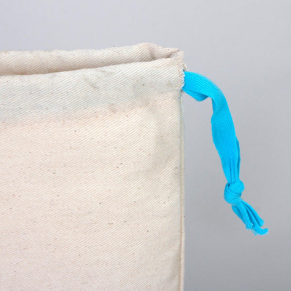 Fabric Pouch  6" W x 8" H (15.5 cm x 20 cm) - Turquoise Handle (Customize)