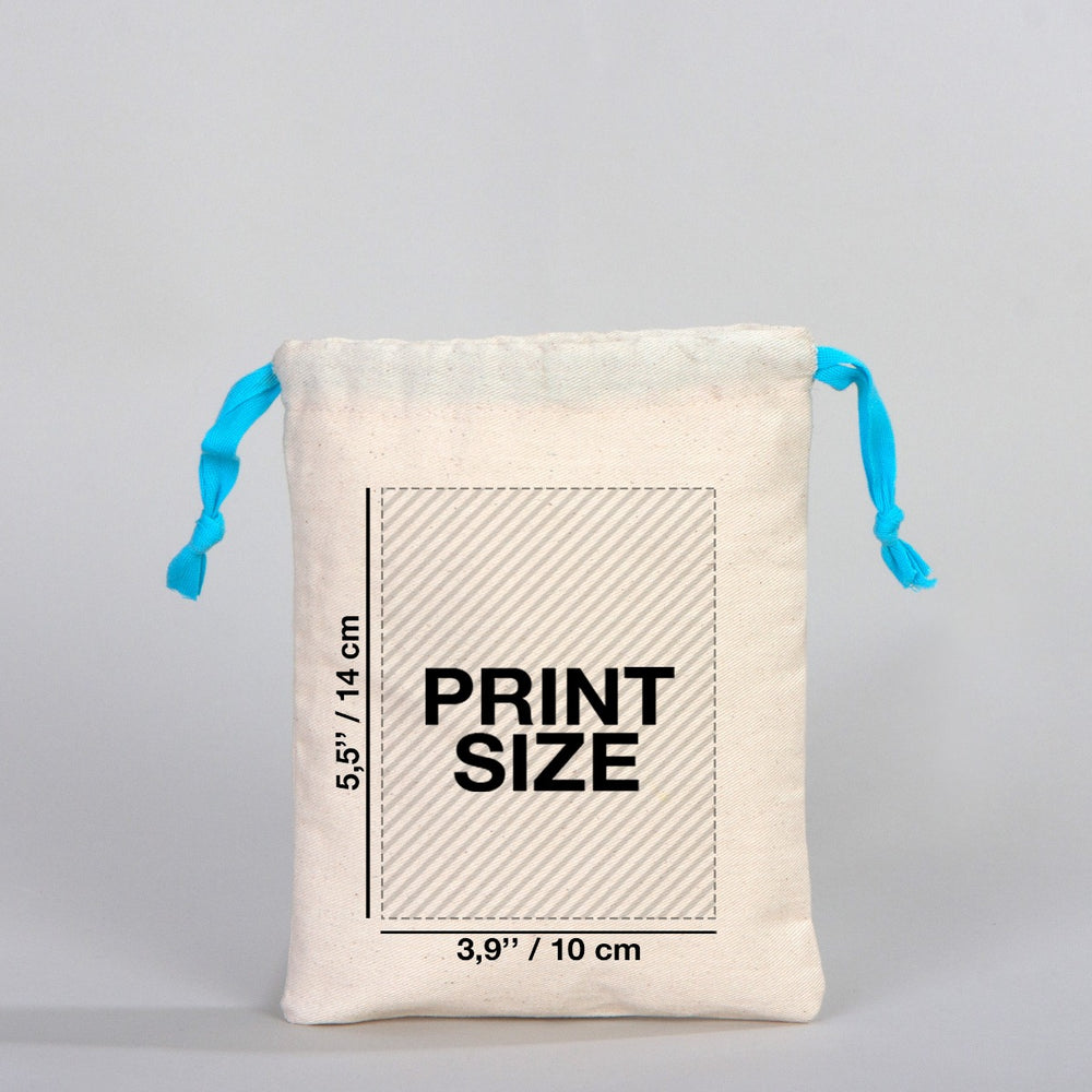Fabric Pouch  6" W x 8" H (15.5 cm x 20 cm) - Turquoise Handle (Customize)