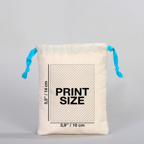 Fabric Pouch  6" W x 8" H (15.5 cm x 20 cm) - Turquoise Handle (Customize)