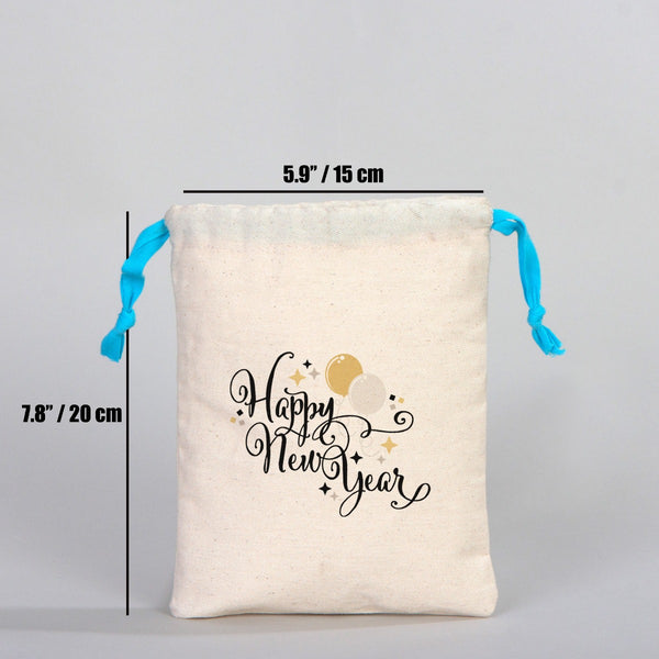 Fabric Pouch  6" W x 8" H (15.5 cm x 20 cm) - Turquoise Handle (Customize)