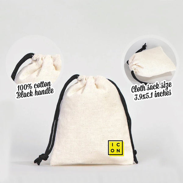 Fabric Pouch 4" W x 5" H (10 cm x 13 cm) - Black Handle (Customize) - Pamusan.com