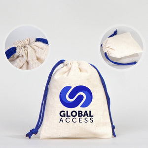 Fabric Pouch 4" W x 5" H (10 cm x 13 cm) - Dark Blue Handle (Customize) - Pamusan.com